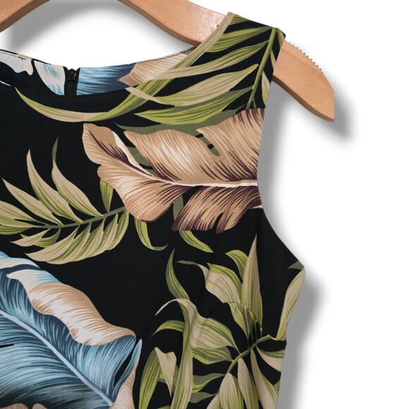 AGB Women’s Tropical Leaf Print Sleeveless Sheath Dress – Size 10, Zip Back - Picture 3 of 9
